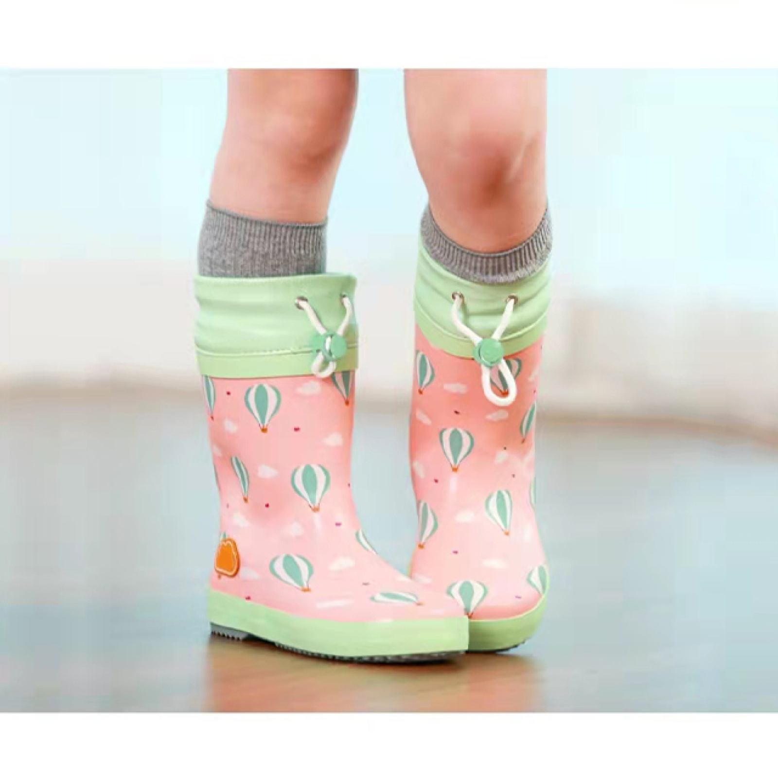 100% Waterproof Toddler Kids Cute Rubber Boots Kids Wellies Rain Boots With Adjustable Front String