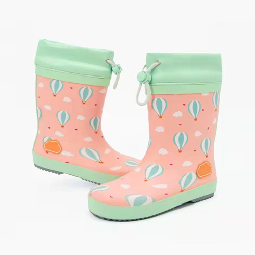 100% Waterproof Toddler Kids Cute Rubber Boots Kids Wellies Rain Boots With Adjustable Front String