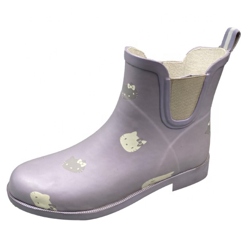Customized Durable Waterproof Women Rubber Boots Wellington Rain Shoes With Printing