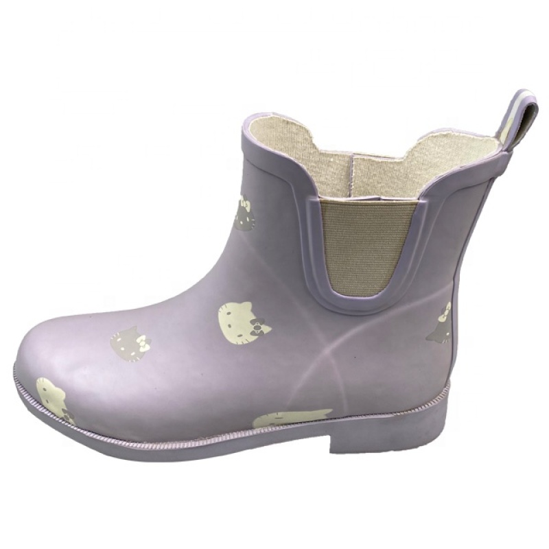 Customized Durable Waterproof Women Rubber Boots Wellington Rain Shoes With Printing