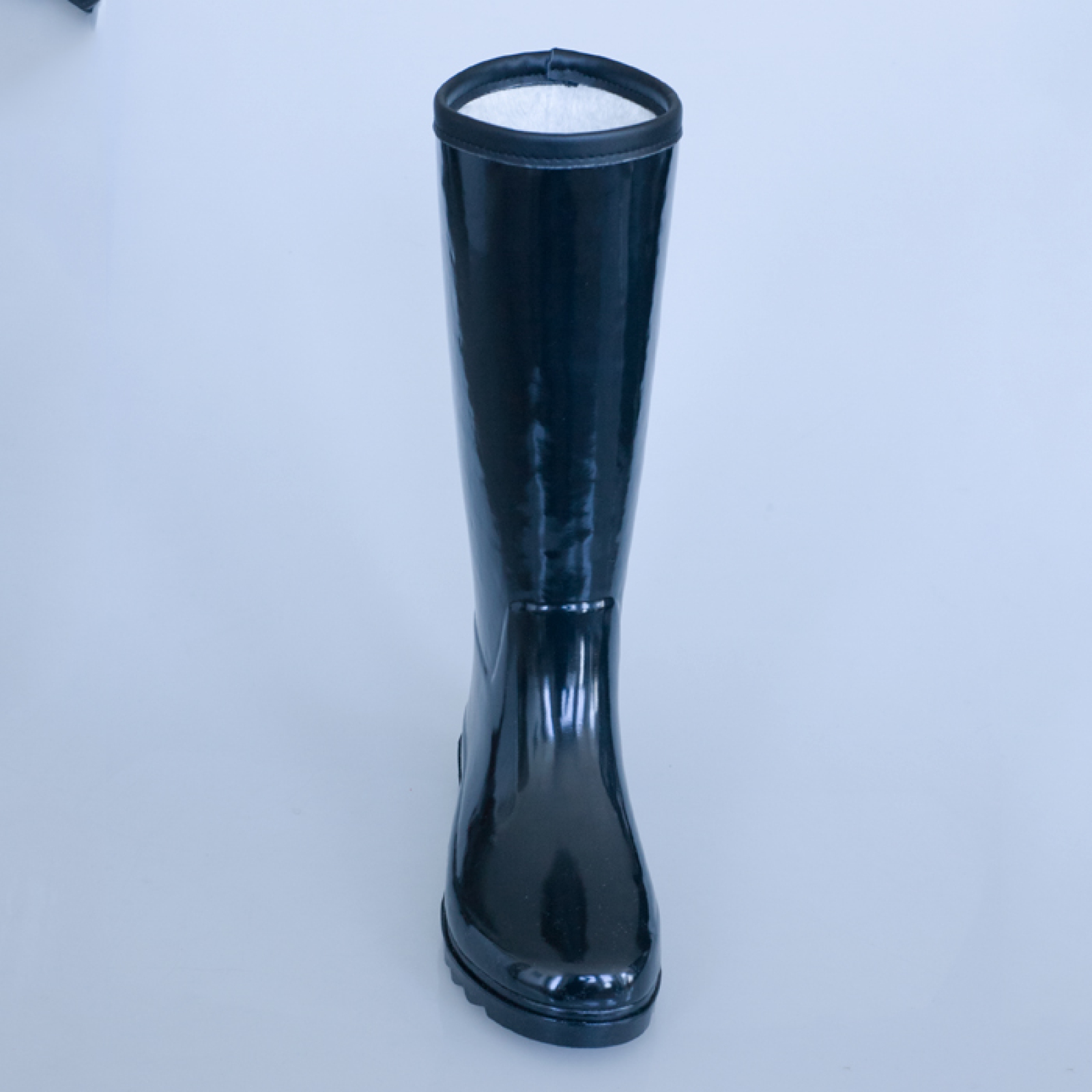 Women's Tall Shiny Rubber Boots Customize Glossy Black Rubber Wellington Boots