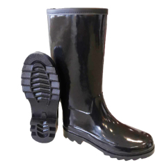 Women's Tall Shiny Rubber Boots Customize Glossy Black Rubber Wellington Boots