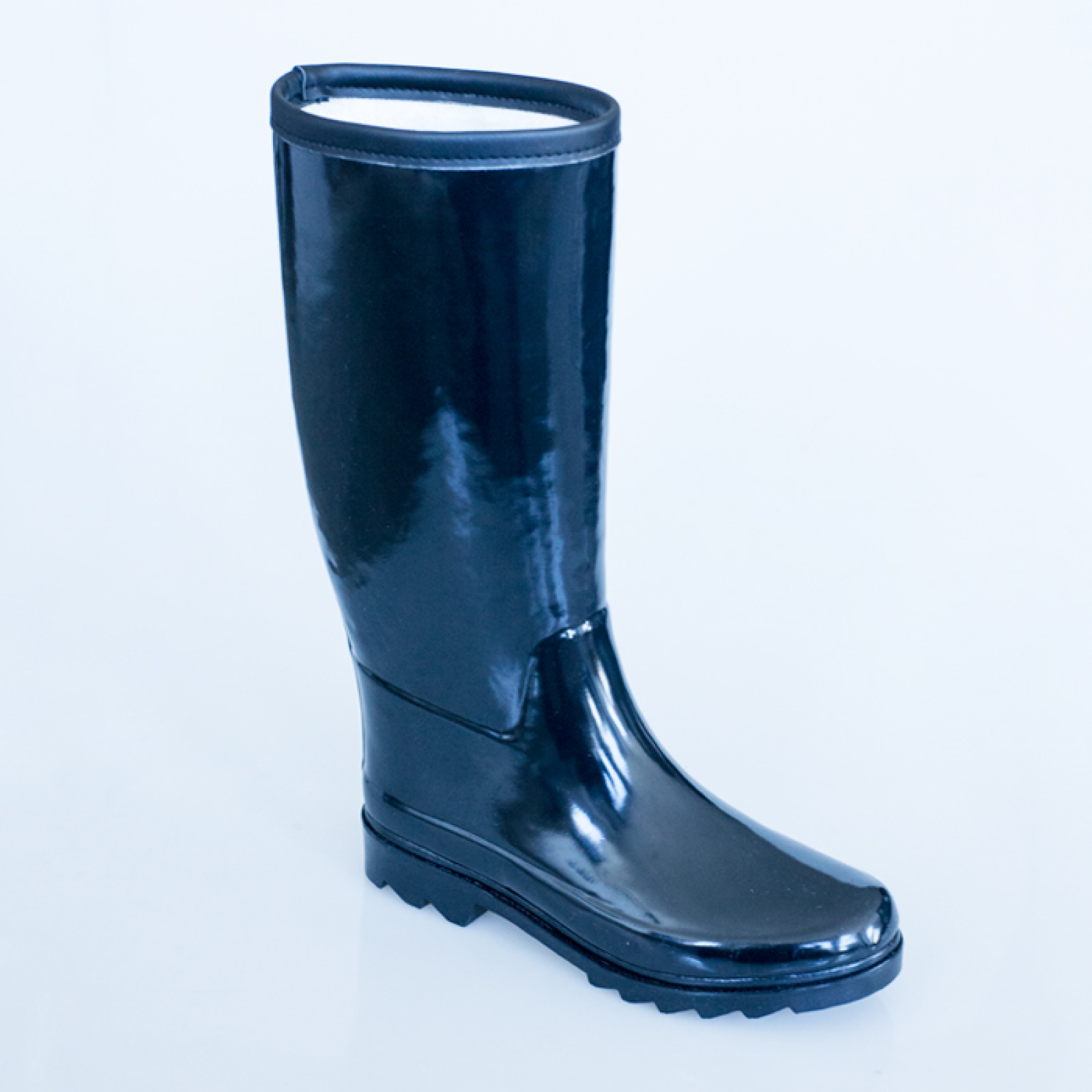Women's Tall Shiny Rubber Boots Customize Glossy Black Rubber Wellington Boots