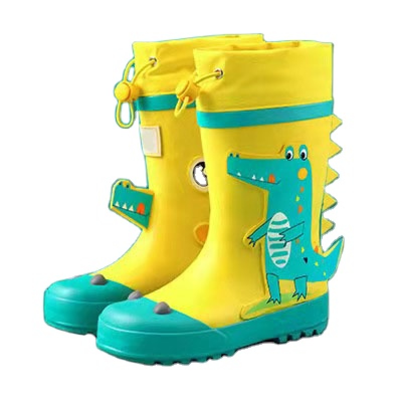 Hot Sale 100% Waterproof Toddler Kids 3D Cute Rubber Boots Kids Wellies Rain Boots With Adjustable Front String