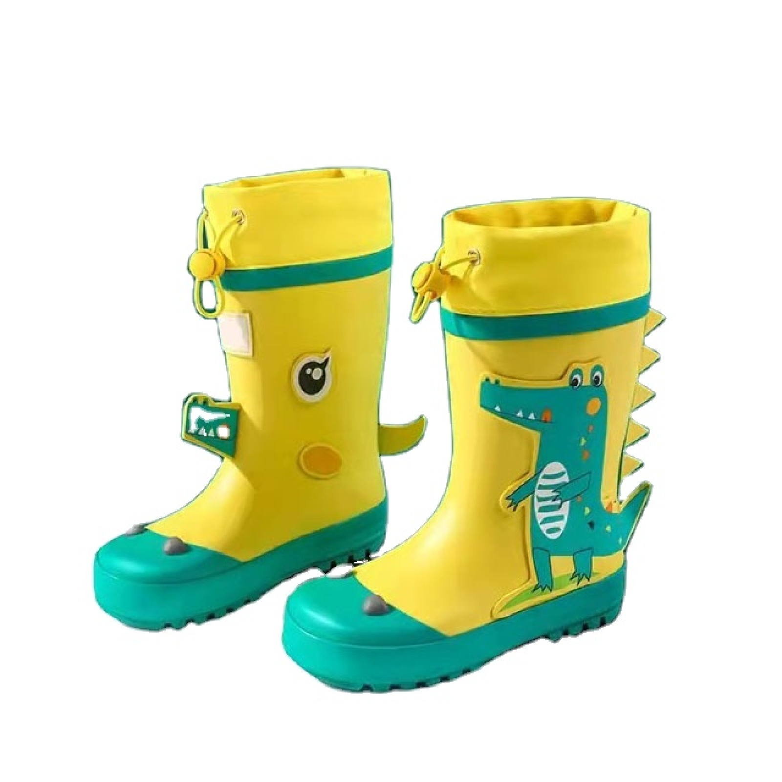 Hot Sale 100% Waterproof Toddler Kids 3D Cute Rubber Boots Kids Wellies Rain Boots With Adjustable Front String