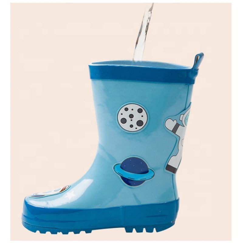 High-quality Customized Blue Kids Waterproof Cute Anti-slip Gumboots Rubber Baby Rain Boots