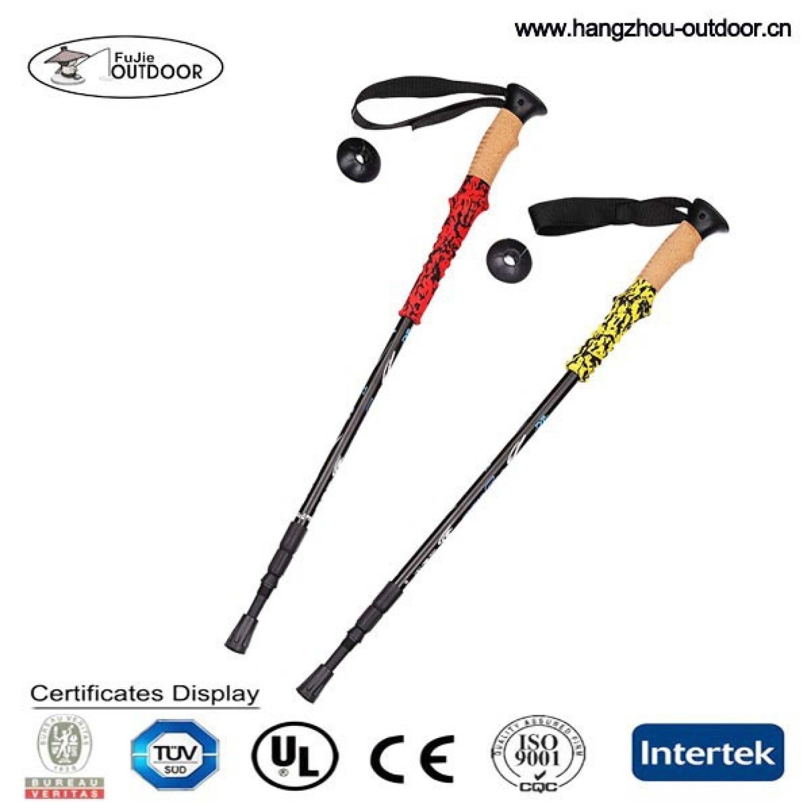 2022 Cheap Lightweight Cork Wood Handle Camping Hiking Walking Stick With External Lock Supplier