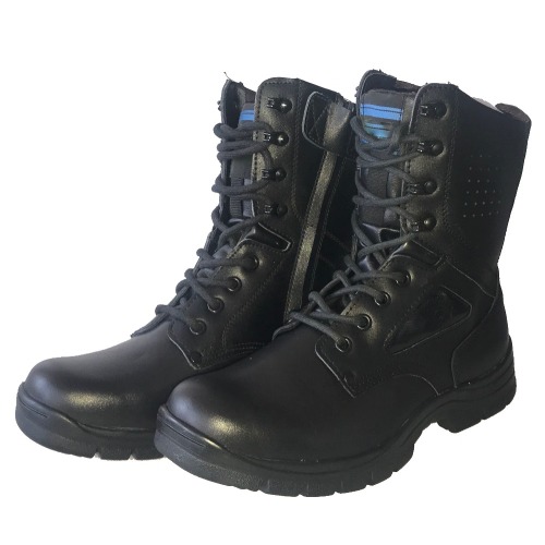 Men's 8'' Inch Black Work Boots Full Grain Leather Water Resistant Boots With Side Zipper