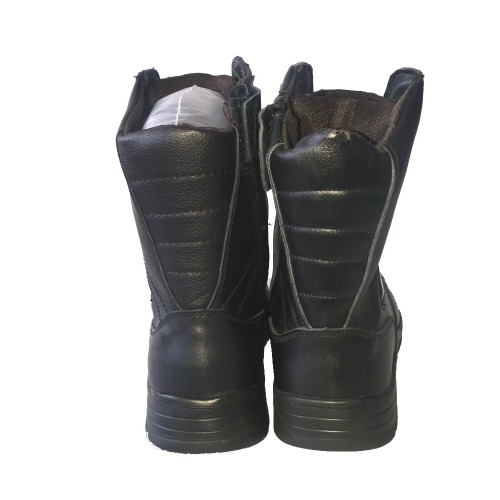 Men's 8'' Inch Black Work Boots Full Grain Leather Water Resistant Boots With Side Zipper
