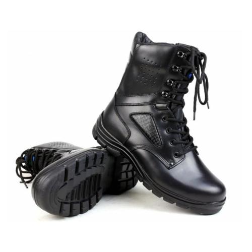 Men's 8'' Inch Black Work Boots Full Grain Leather Water Resistant Boots With Side Zipper