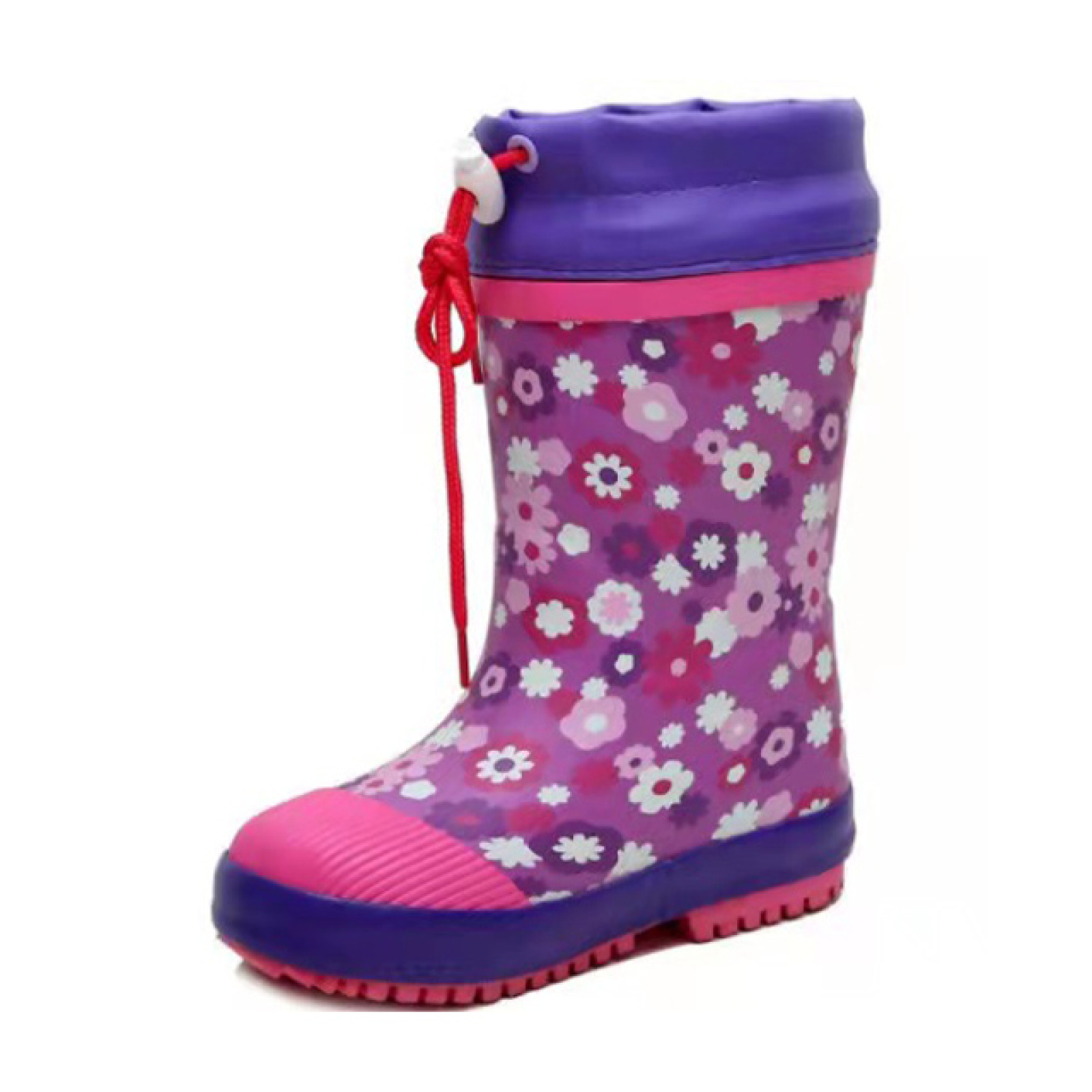 Factory 100%  Waterproof Anti-slip Gumboots Kids Rubber Rain Boots Kids Wellies With Adjustable Front String