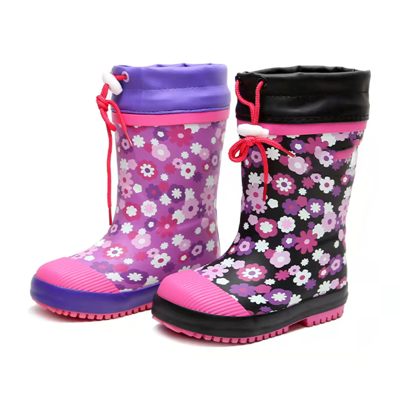 Factory 100%  Waterproof Anti-slip Gumboots Kids Rubber Rain Boots Kids Wellies With Adjustable Front String