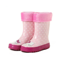 Custom Pink Rubber Rain Boots Anti-slip Design Your Own Waterproof Rain Wellies for Kids