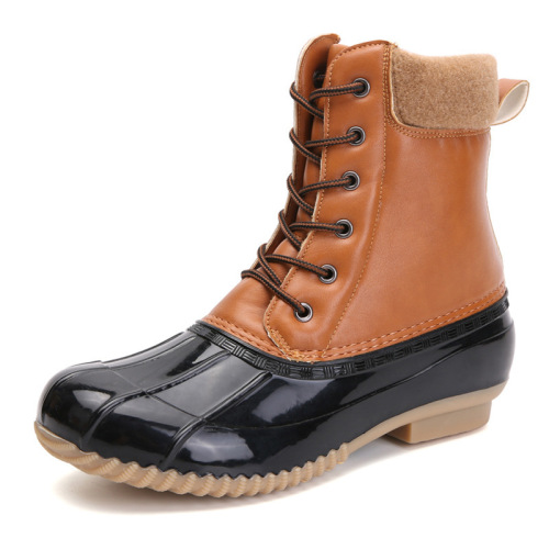 Wholesale High Quality Plush Fur Waterproof  Fleece Mid-length Snow Boots  Men Winter Shoes