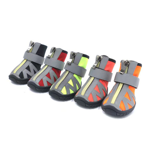 Fashion Designer Reflective Dog Boots Comfortable Pet Shoes Dog Boots Waterproof With Zipper