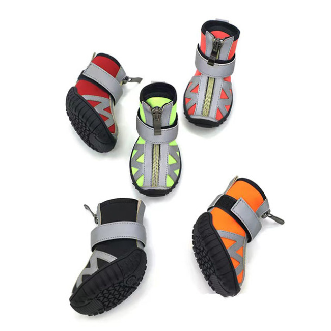 Fashion Designer Reflective Dog Boots Comfortable Pet Shoes Dog Boots Waterproof With Zipper