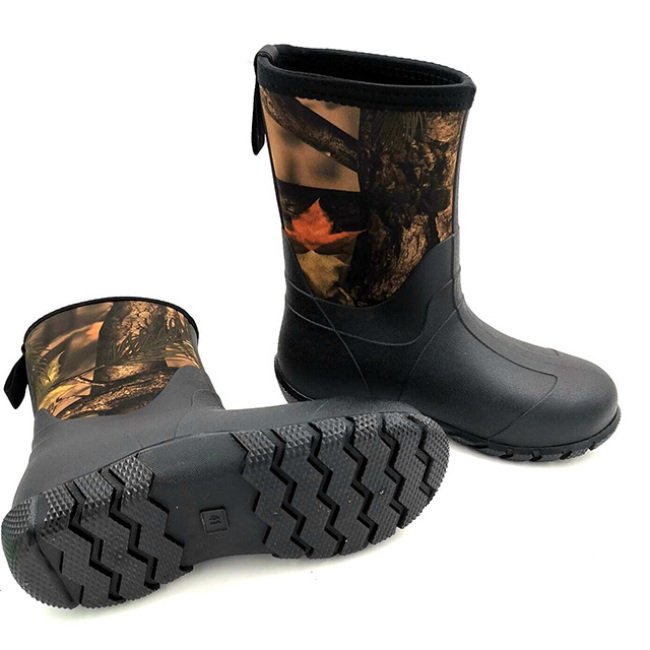 Camo High-quality Customized Men Boots Neoprene Rain Boots Waterproof Rubber Wellies