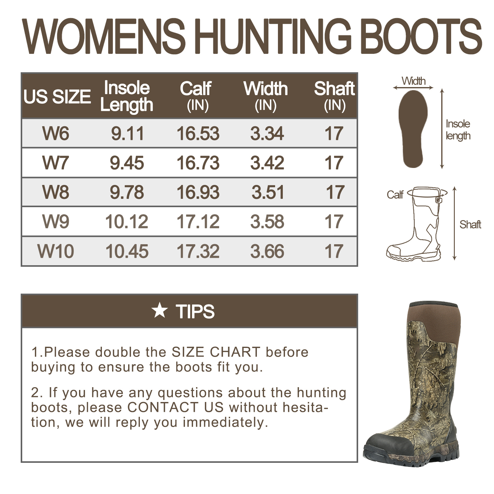 Mens Hunting Boots Muck Realtree Timber Camo Hunting Boots 100% Waterproof Natural Rubber Boots with 5mm Neoprene