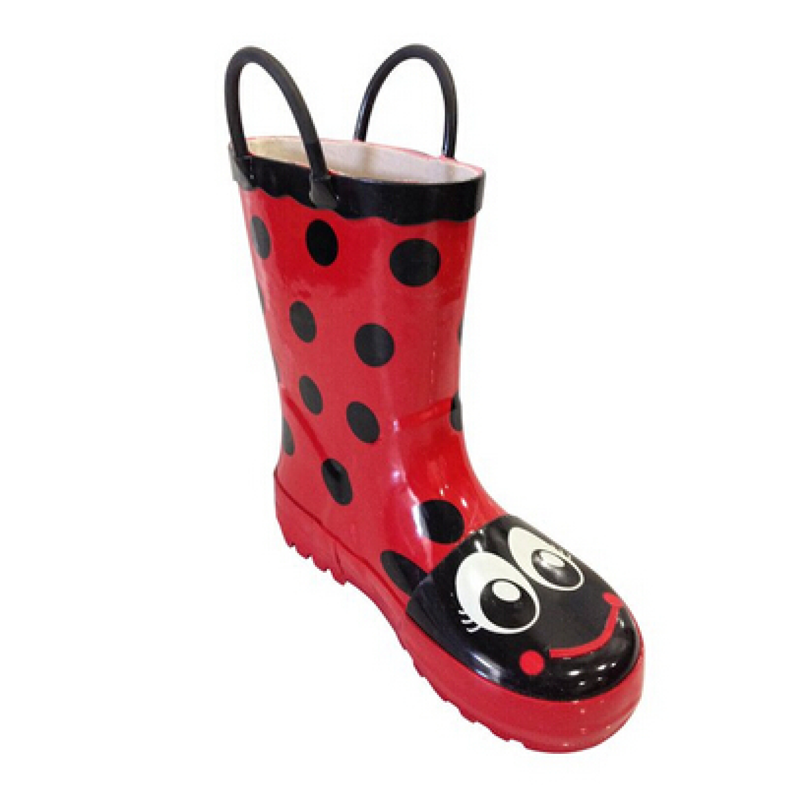 Toddler & Youth Little Girls Ladybug Red and Black Rain Boots w/ Mesh Lining