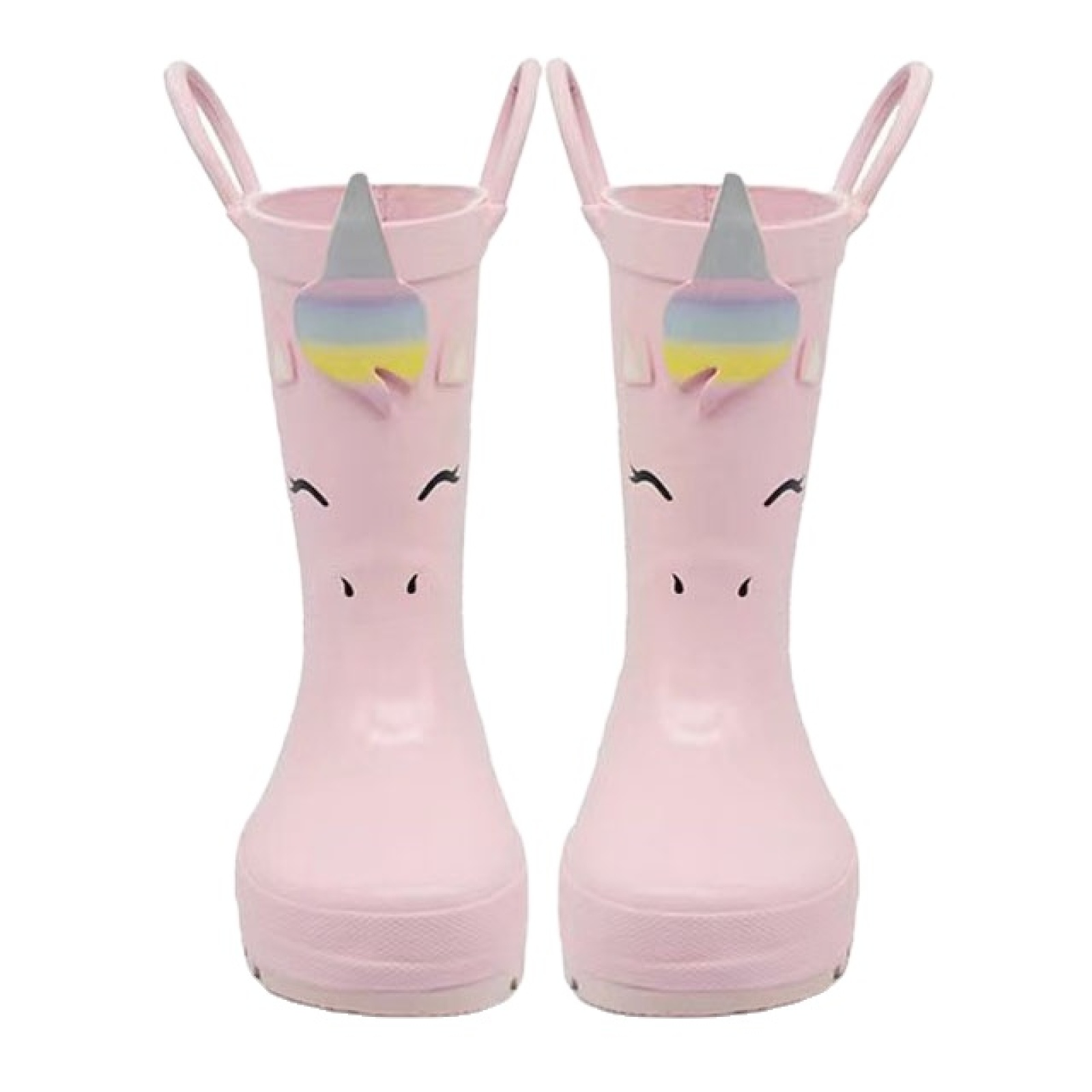 Hot Sale Pink Natural Printed Rubber Boots Kids Wellies Waterproof Children Rain Boots with Handles