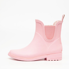 High Quality Wholesale Pink Women's Rubber Boots Ladies Chelsea Ankle Boots Fashion Rain Boots