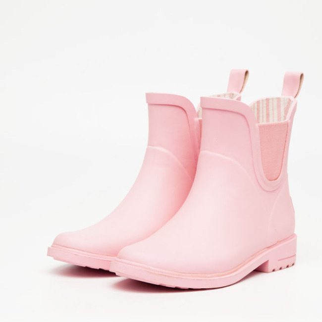 High Quality Wholesale Pink Women's Rubber Boots Ladies Chelsea Ankle Boots Fashion Rain Boots