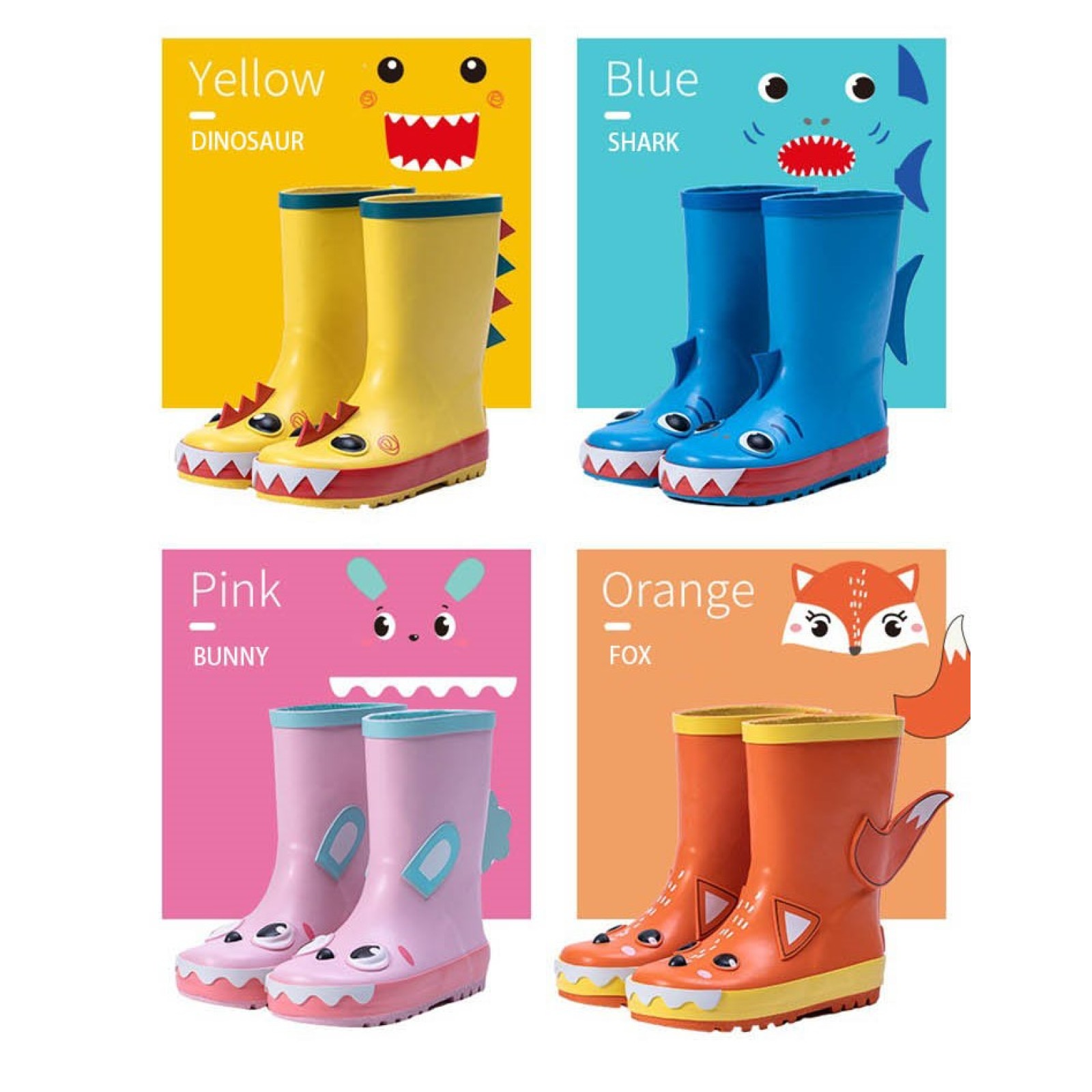 Kids Customized 3D Design 100% Waterproof Natural Rubber Rain Boots  Outdoor Gumboots For children