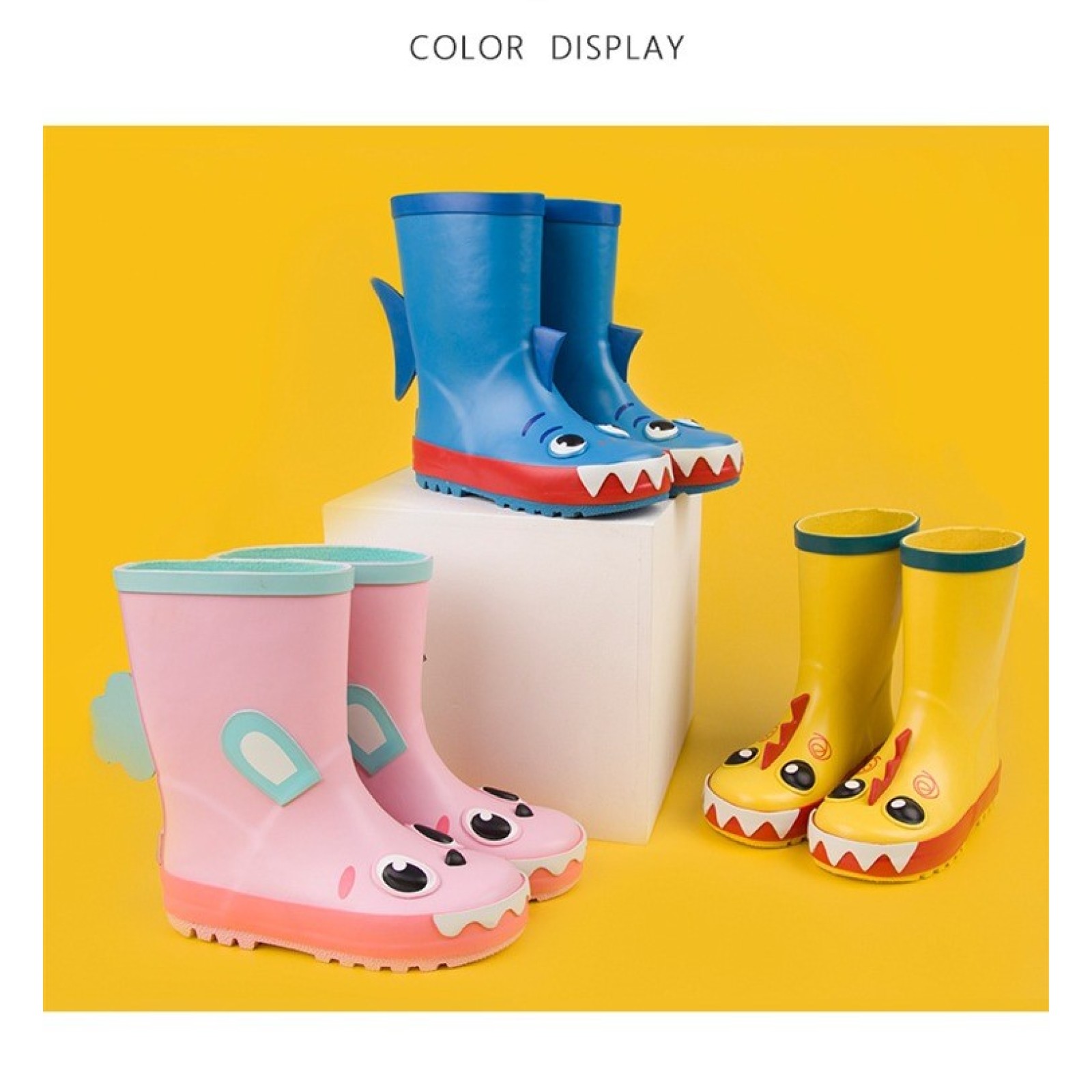 Kids Customized 3D Design 100% Waterproof Natural Rubber Rain Boots  Outdoor Gumboots For children