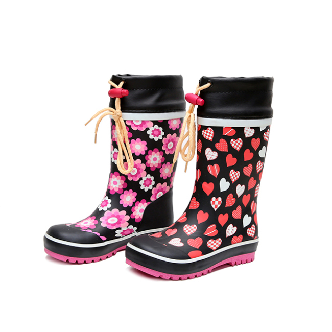Girls Rubber Boots with Adjustable Buckle Children Gumboots for kids Rain Wellies