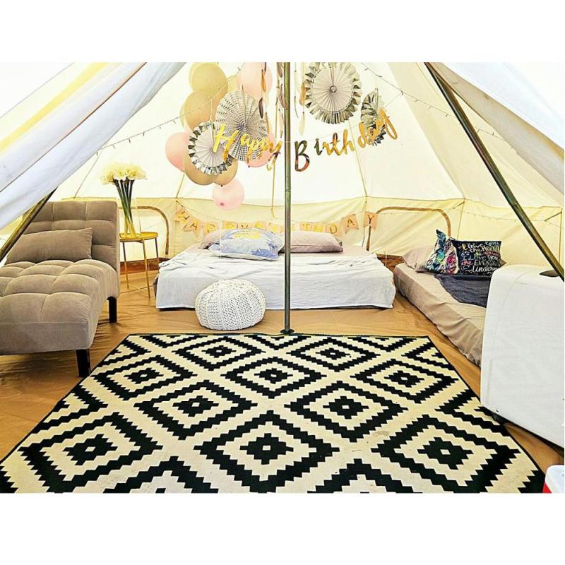 5M Glamping Resort Durable Luxury Canvas Bell Tent with fire mildew resistant