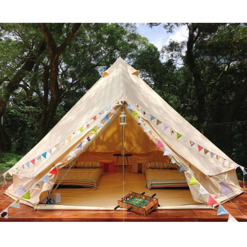 5M Glamping Resort Durable Luxury Canvas Bell Tent with fire mildew resistant