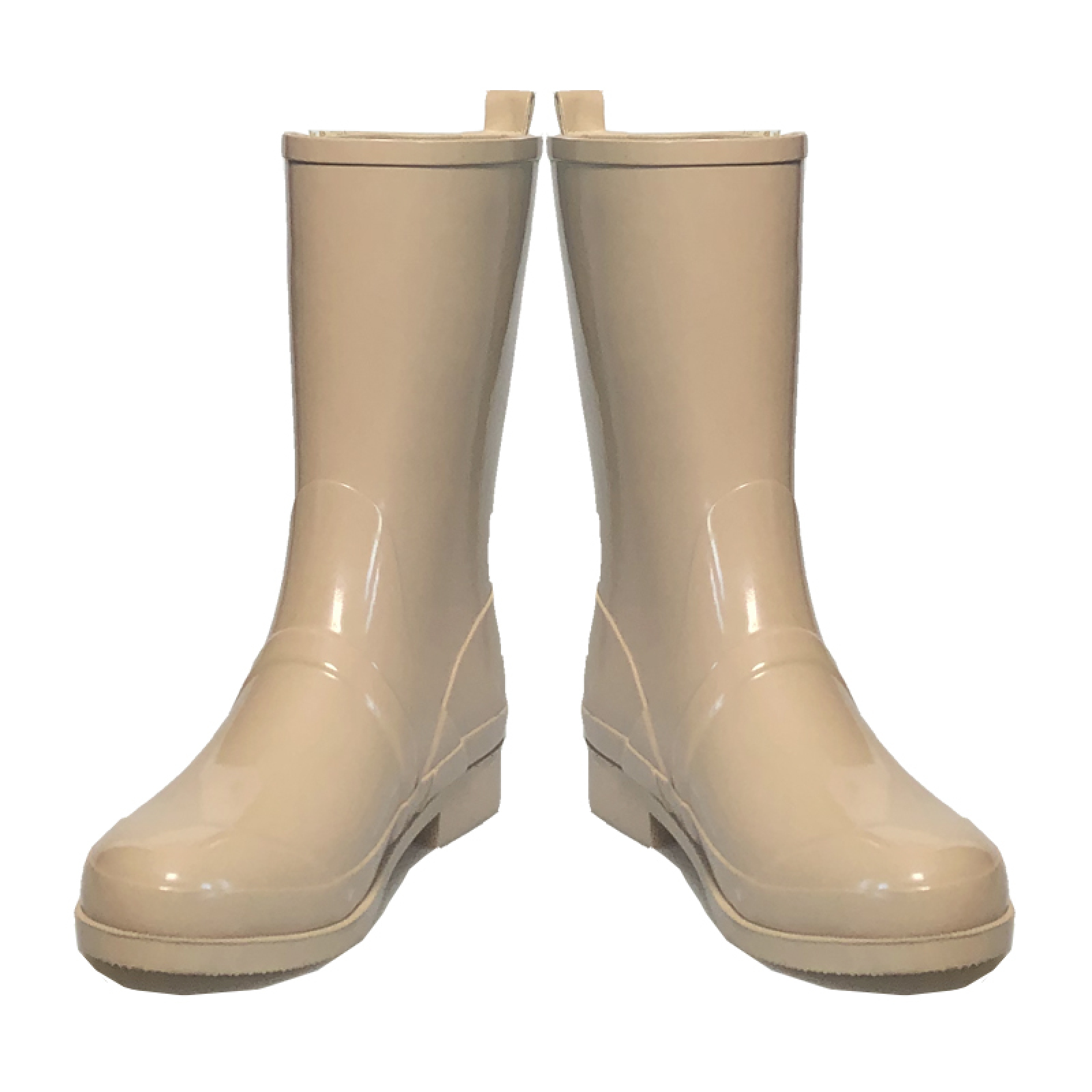 Women Fashion Beige Zipper Side Waterproof Rubber Boots