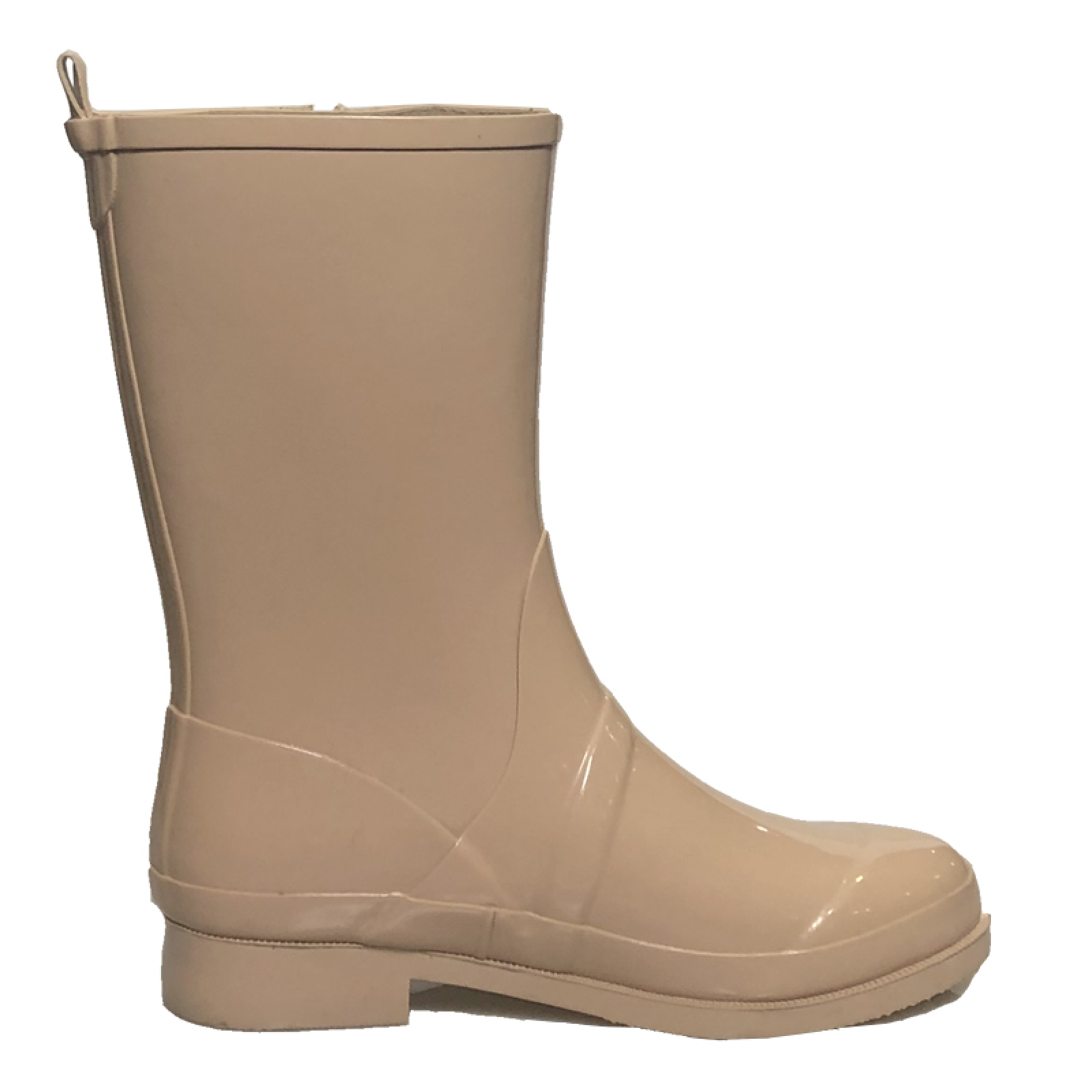 Women Fashion Beige Zipper Side Waterproof Rubber Boots