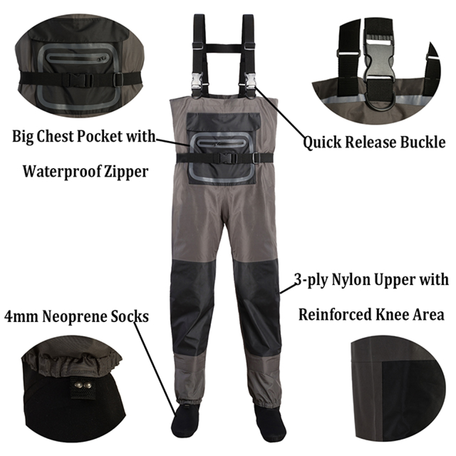 Men's Breathable Fishing Wader High Quality 3 Layers Breathable and Waterproof Fabric Wader