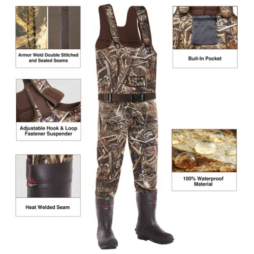 Mens Neoprene Camo Hunting Wader Bootfoot Chest Fishing Wader Custom Waterproof Durable Chest Wader