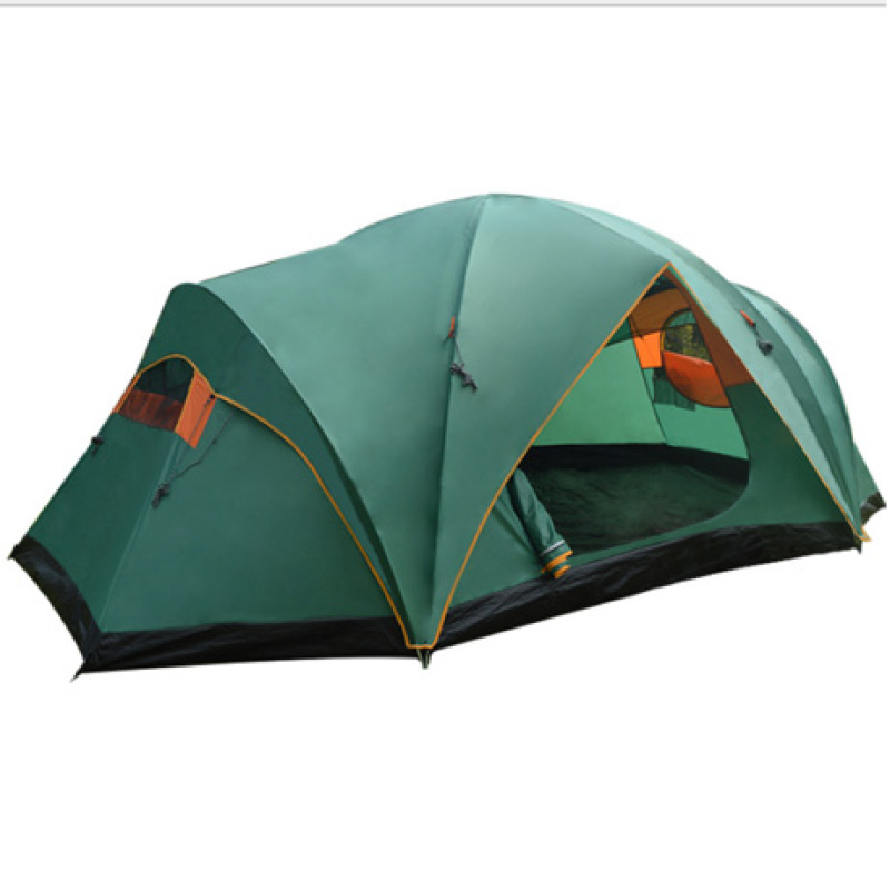 Customized Outdoor Sunshade Tent Double-Layer Waterproof Large Green Tent Family Camping Tourism Tent For Wholesale