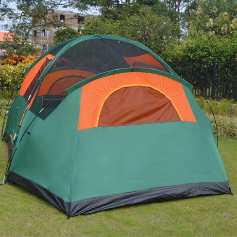 Customized Outdoor Sunshade Tent Double-Layer Waterproof Large Green Tent Family Camping Tourism Tent For Wholesale