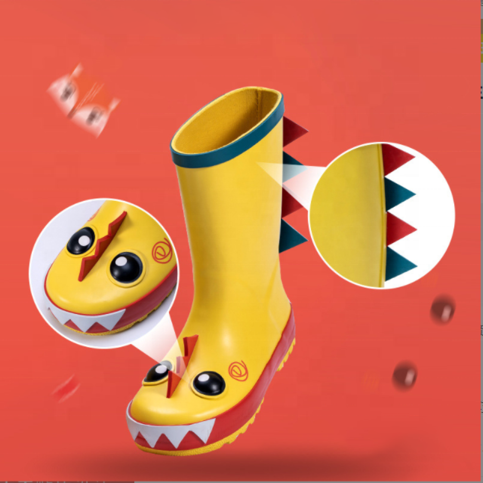Wholesale Children Waterproof Gumboots Kids Rubber Rain Boots with 3D Printing