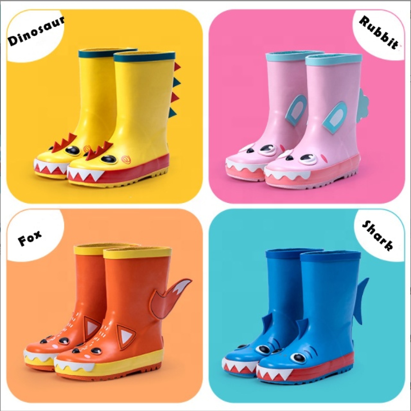 Wholesale Children Waterproof Gumboots Kids Rubber Rain Boots with 3D Printing