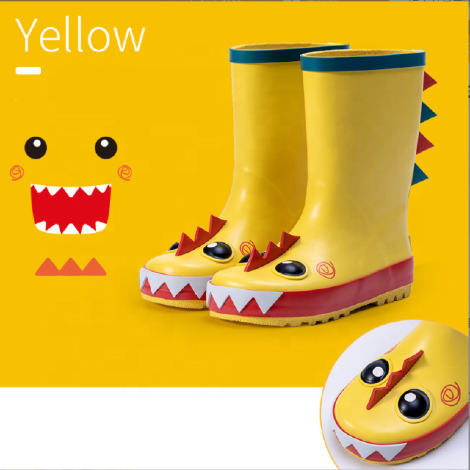 Wholesale Children Waterproof Gumboots Kids Rubber Rain Boots with 3D Printing