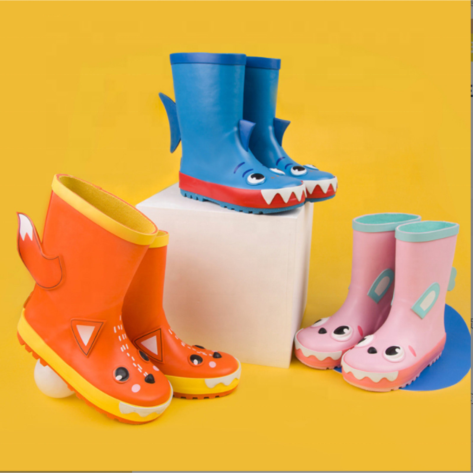 Wholesale Children Waterproof Gumboots Kids Rubber Rain Boots with 3D Printing