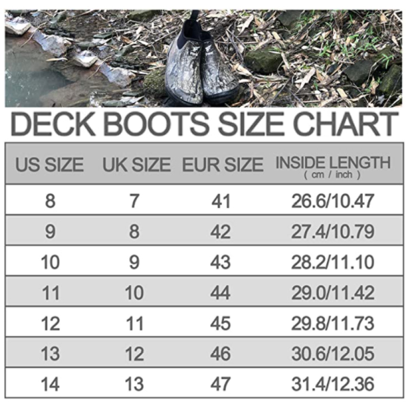 Waterproof Deck Boots Camo Ankle Mud Muck Rain Boots Neoprene Rubber Deck Boots Lovers for Fishing and Marine