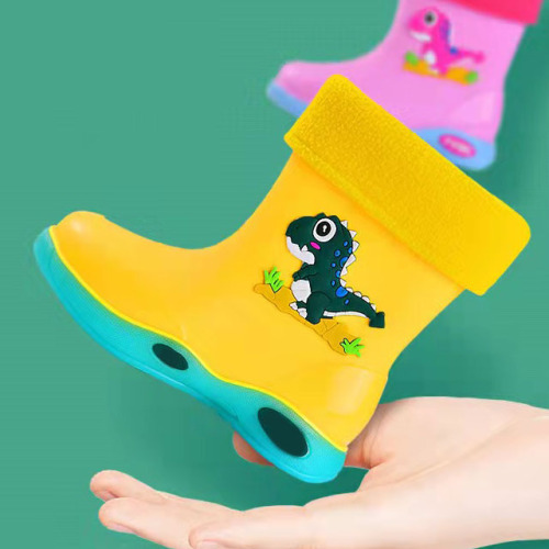 Fashion 100% Waterproof Light Weight Kids Rain Boots Cute PVC Rain Boots With Removable Lining