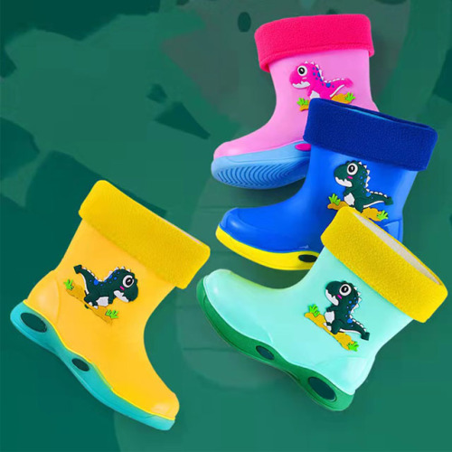 Fashion 100% Waterproof Light Weight Kids Rain Boots Cute PVC Rain Boots With Removable Lining