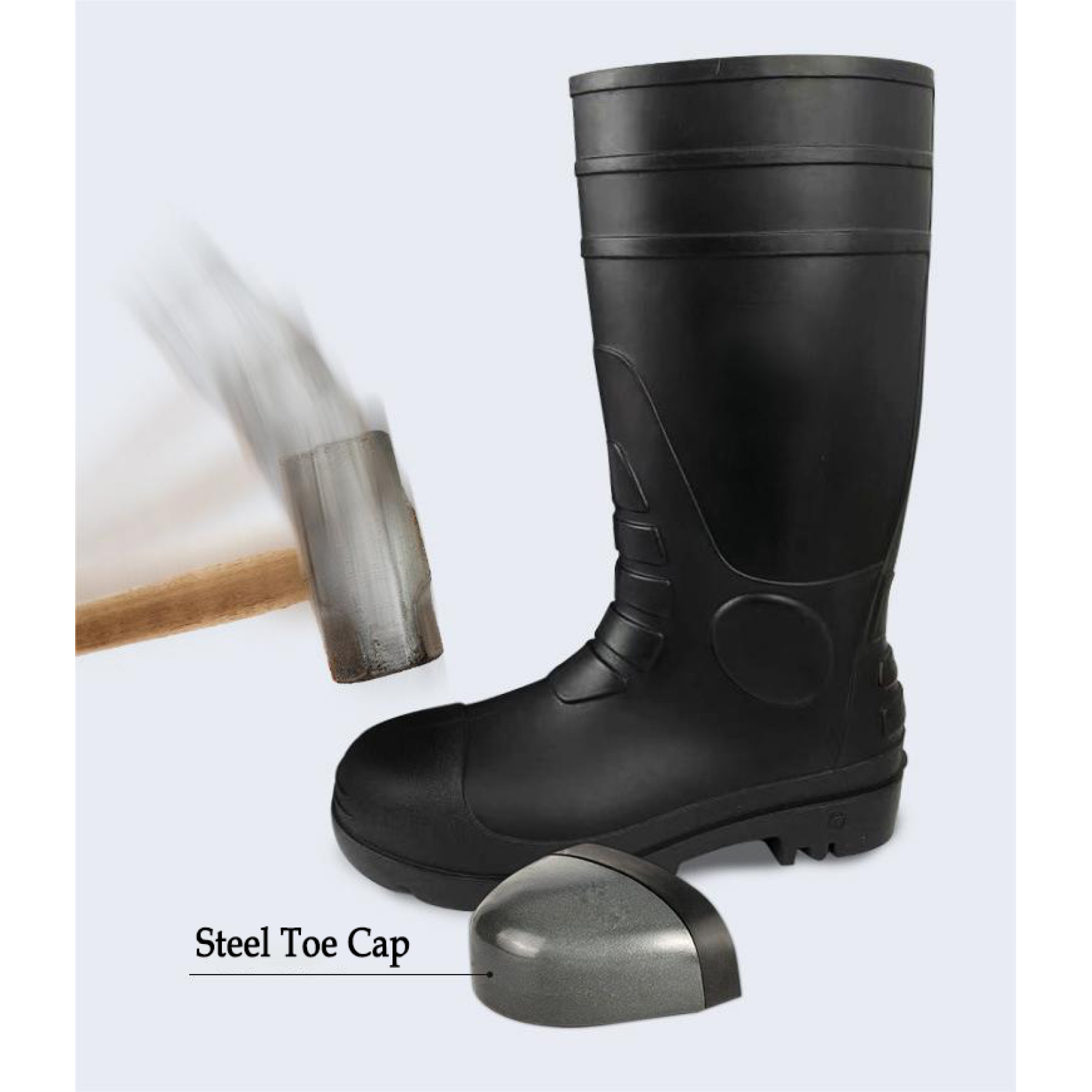 Customized Waterproof PVC Wellington Rain Boots Wholesale Steel Toe Safety PVC Gum Boots for Industry Oil Acid Alkali Resistant