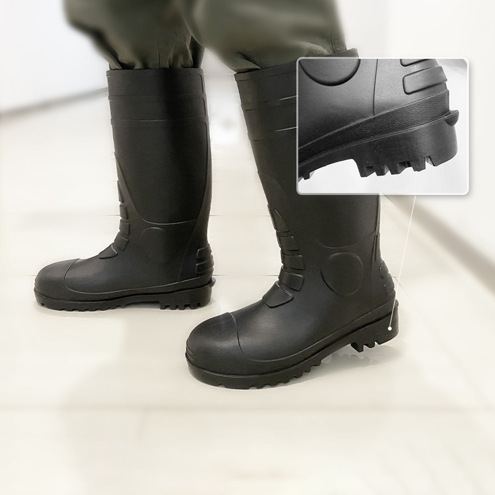 Customized Waterproof PVC Wellington Rain Boots Wholesale Steel Toe Safety PVC Gum Boots for Industry Oil Acid Alkali Resistant