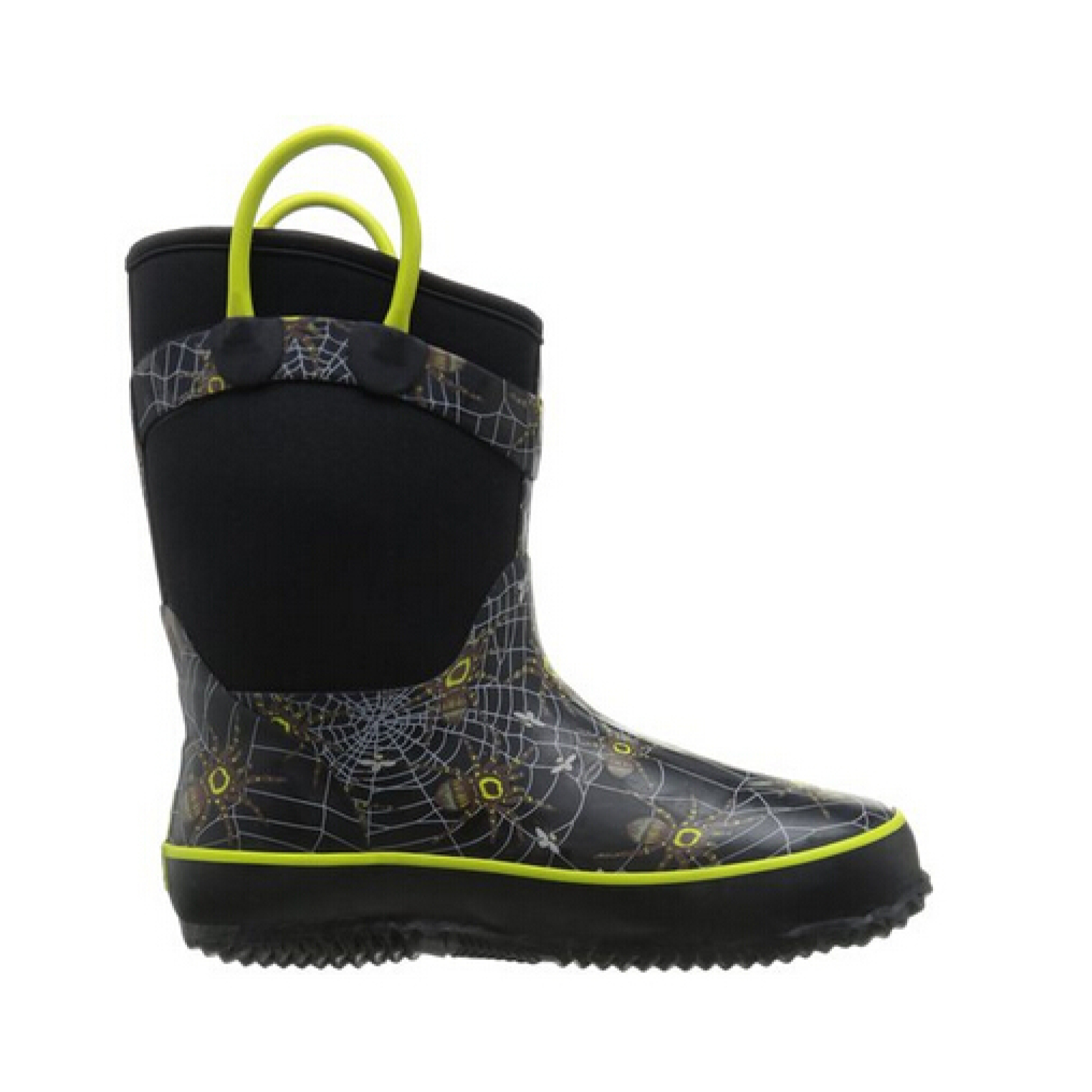 Boys Spider Print Neoprene Rain Boots with Handle