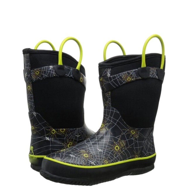 Boys Spider Print Neoprene Rain Boots with Handle
