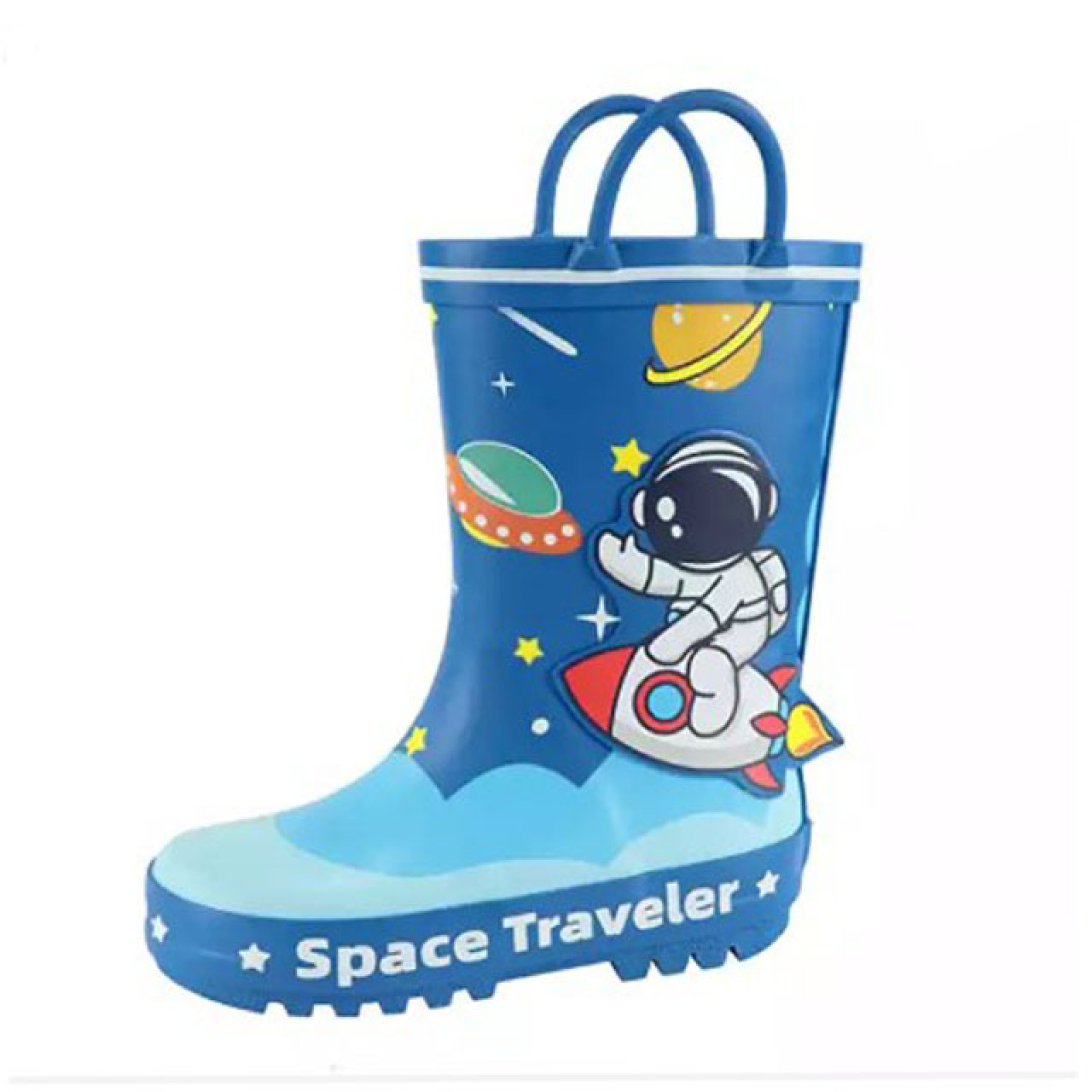 Custom 3D Printed Cartoon Children Gumboots Rain Boots Kids Waterproof Wellies With Handle