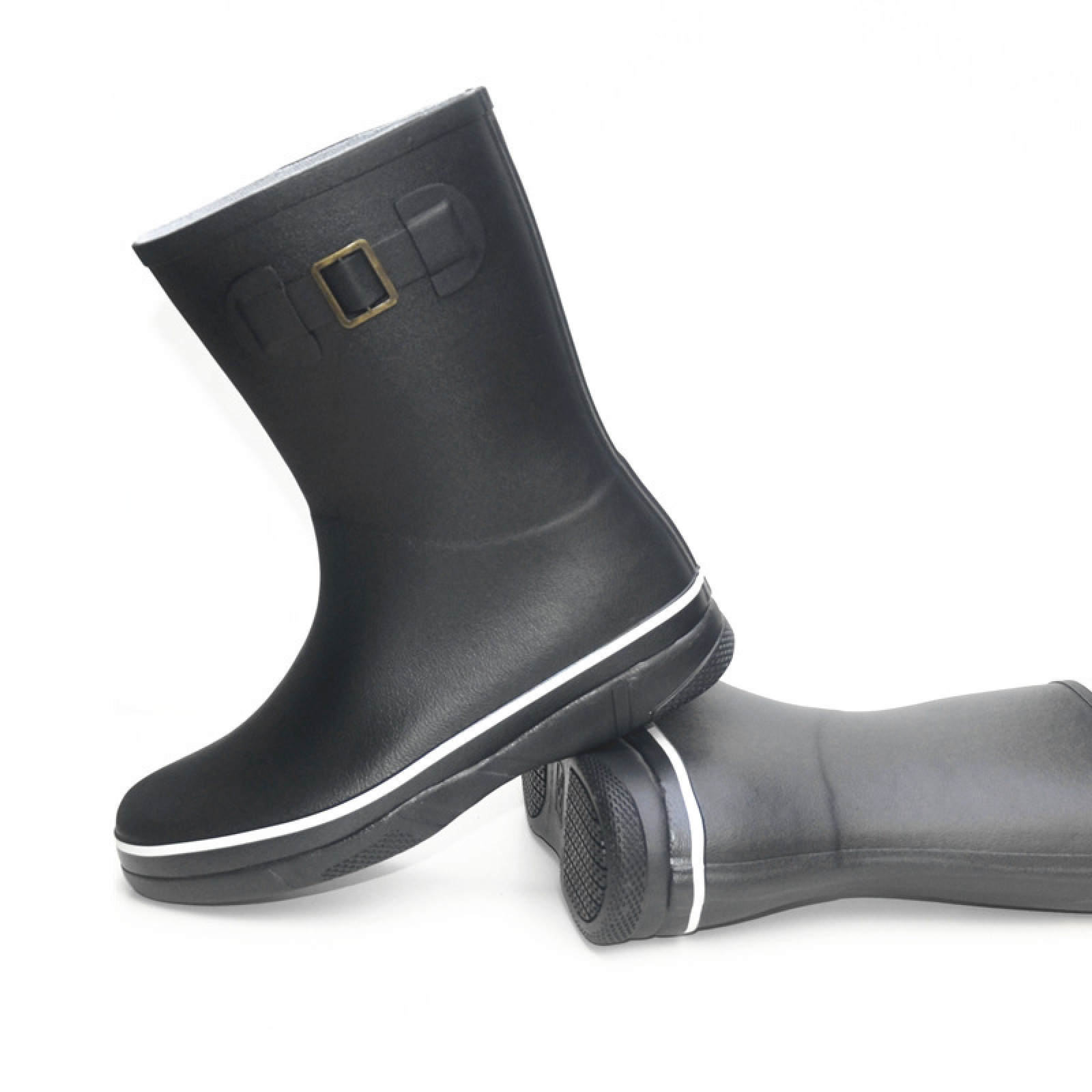 Black Female Waterproof Women Rain Shoes Natural Rubber Wellington Boots for Ladies